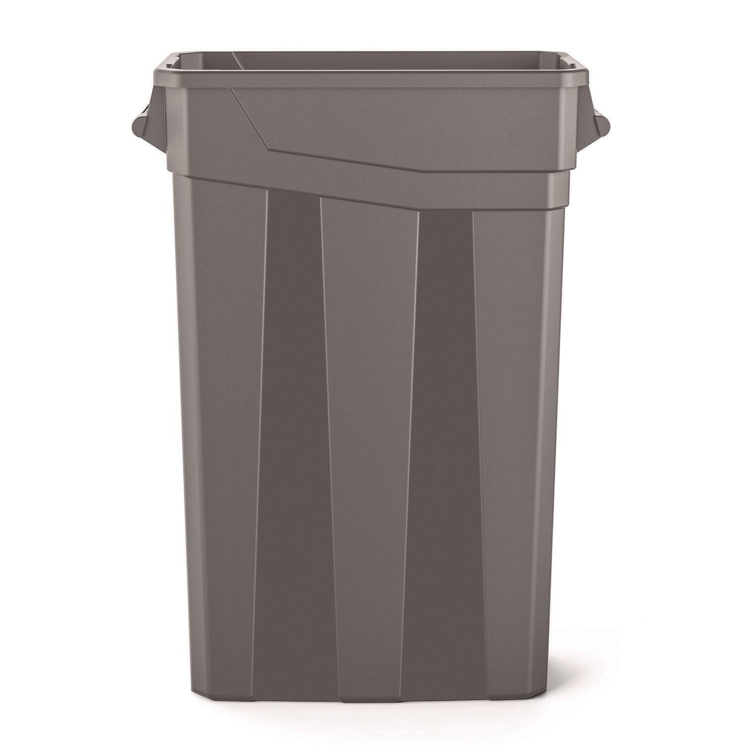 Angle. Suncast - 23 Gallon Resin Slim Trash Can, Plastic, Gray.