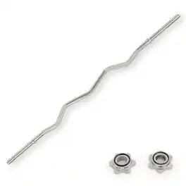 Sunny Health & Fitness - 47" Threaded EZ Curl Chrome Bar - Silver