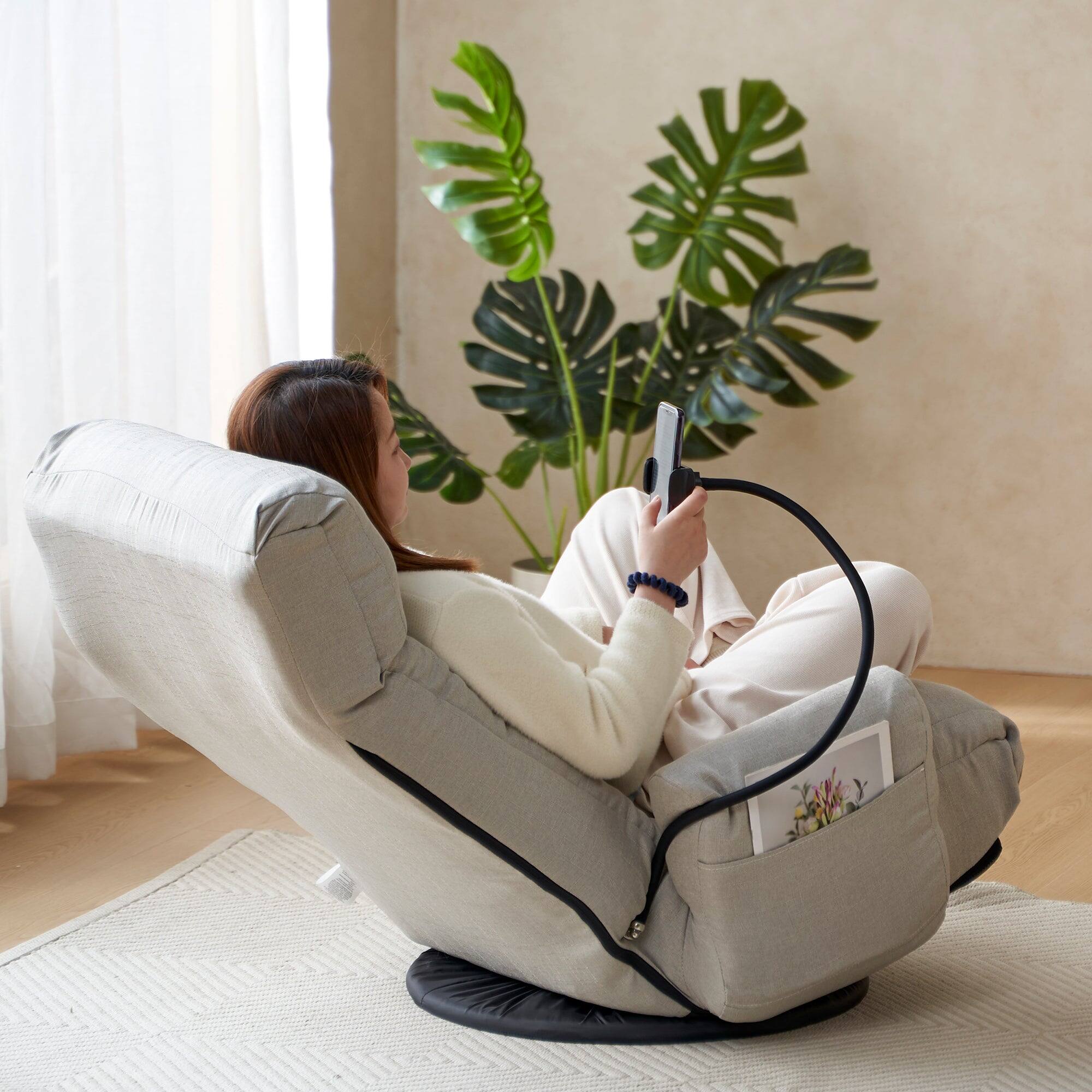 Alt View 4. Boyel Living - 360 Rotating Foldable Adjustable Floor Lounge Chair Comfortable Seating for Living Room Bedroom Gray - Grey.