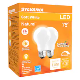 Sylvania - Natural A19 E26 (Medium) LED Bulb Soft White 75 Watt Equivalence 2 pk