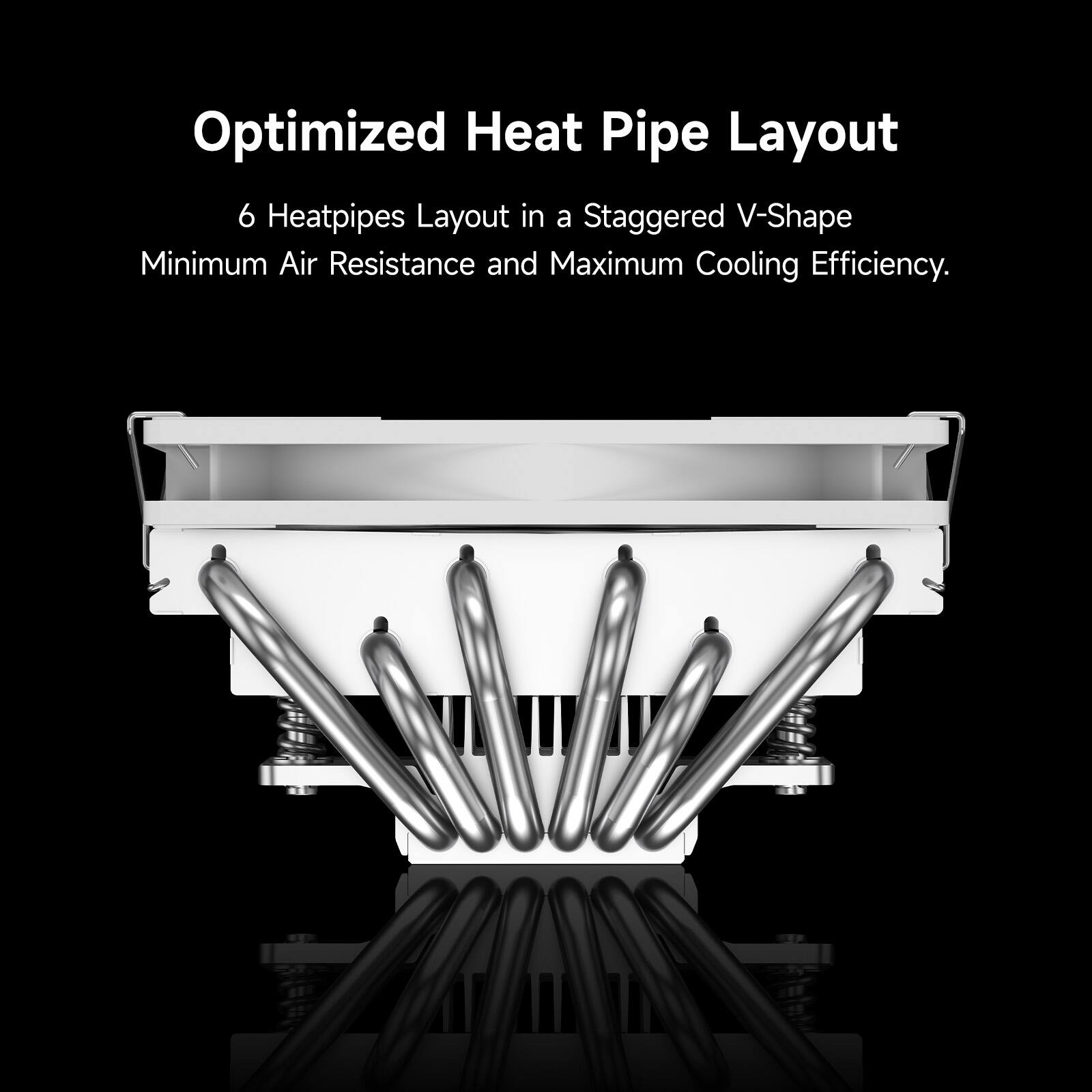 Optimized Heat Pipe Layout  
6 Heatpipes Layout in a Staggered V-Shape  
Minimum Air Resistance and Maximum Cooling Efficiency.