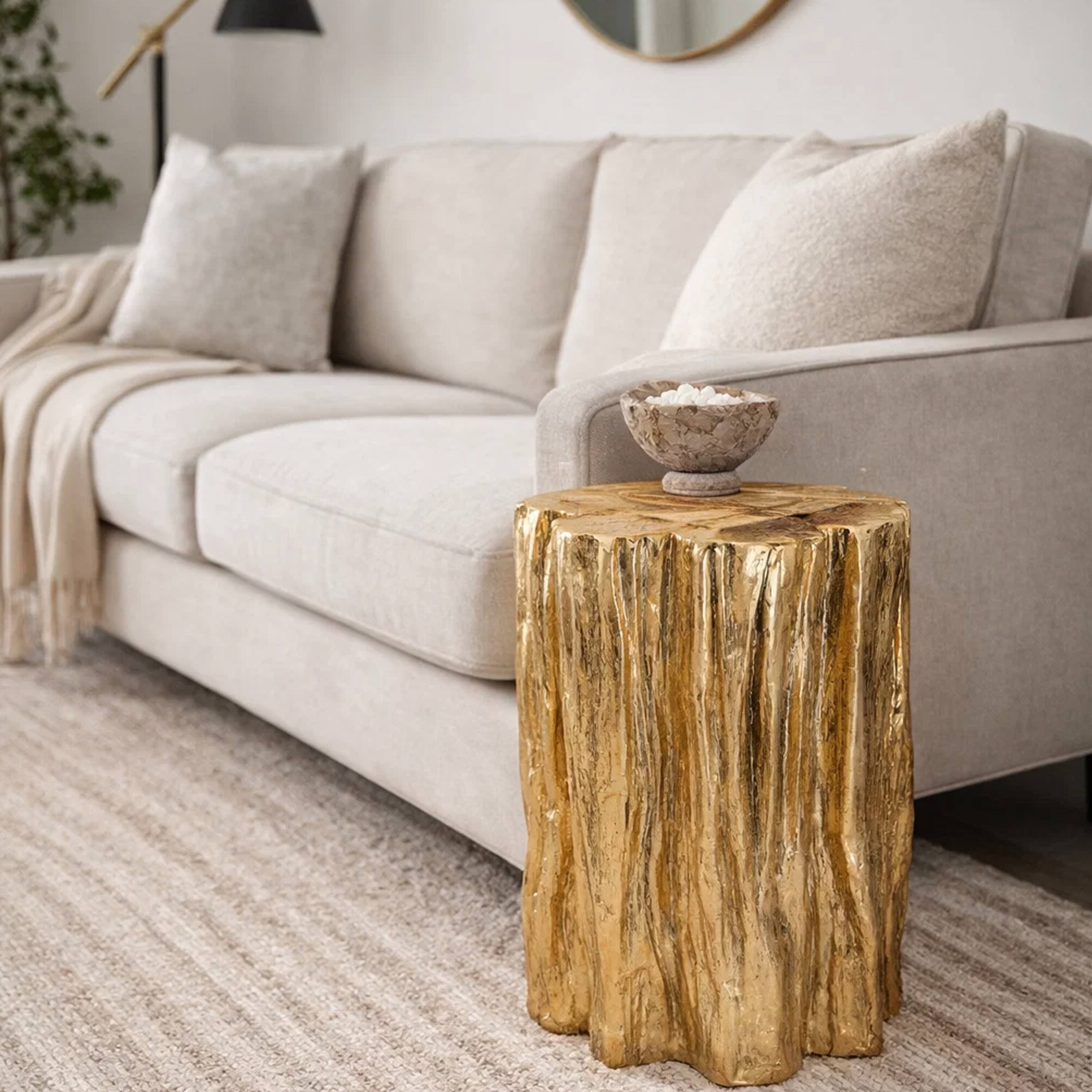 Alt View 8. Manhattan Lane - Well Designed Nature Inspired Tree Trunk Stool - Gold.