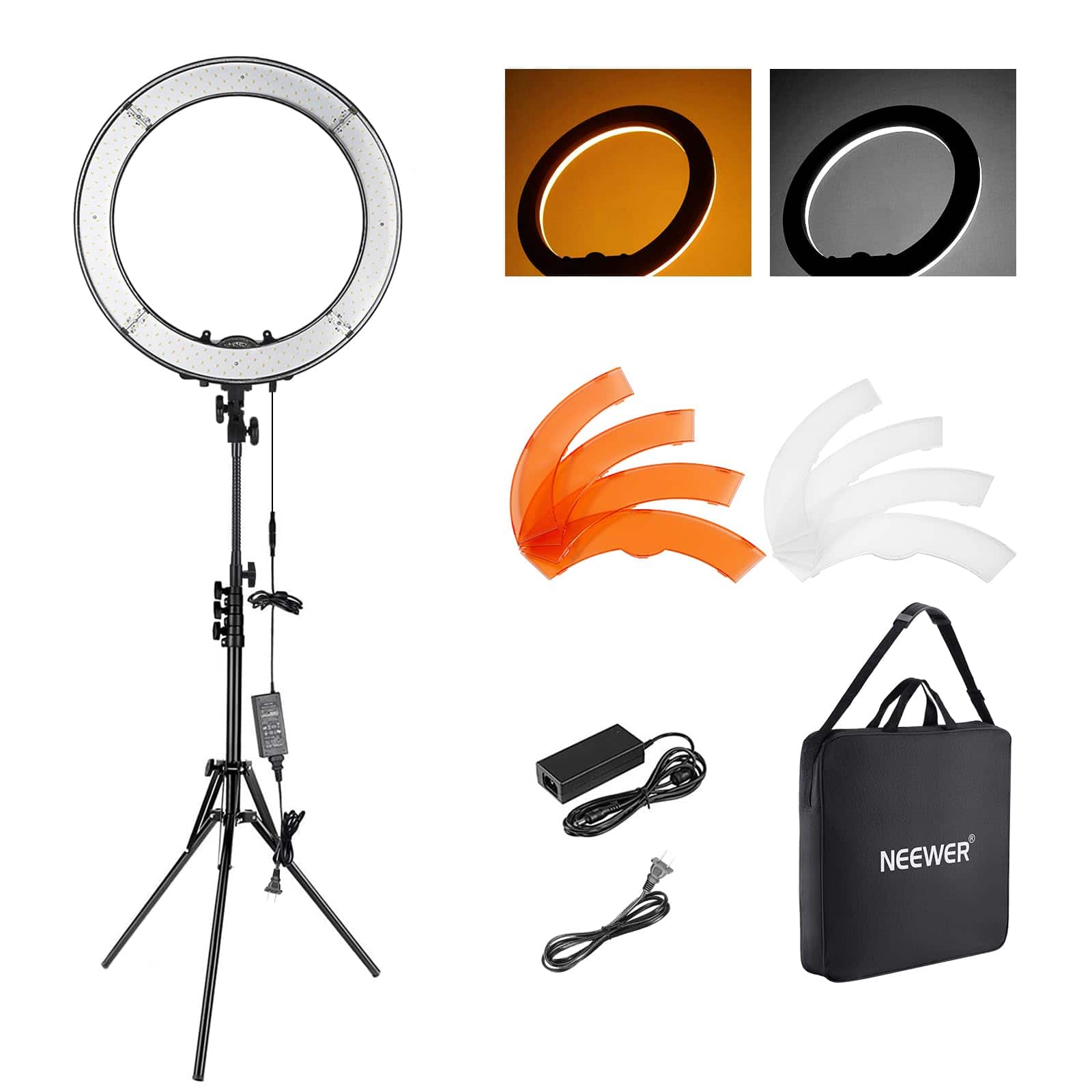 Neewer - 18" 55W Ring Light Kit with Tripod - LED Ringlight with Cold Shoe & Phone Holder for Video