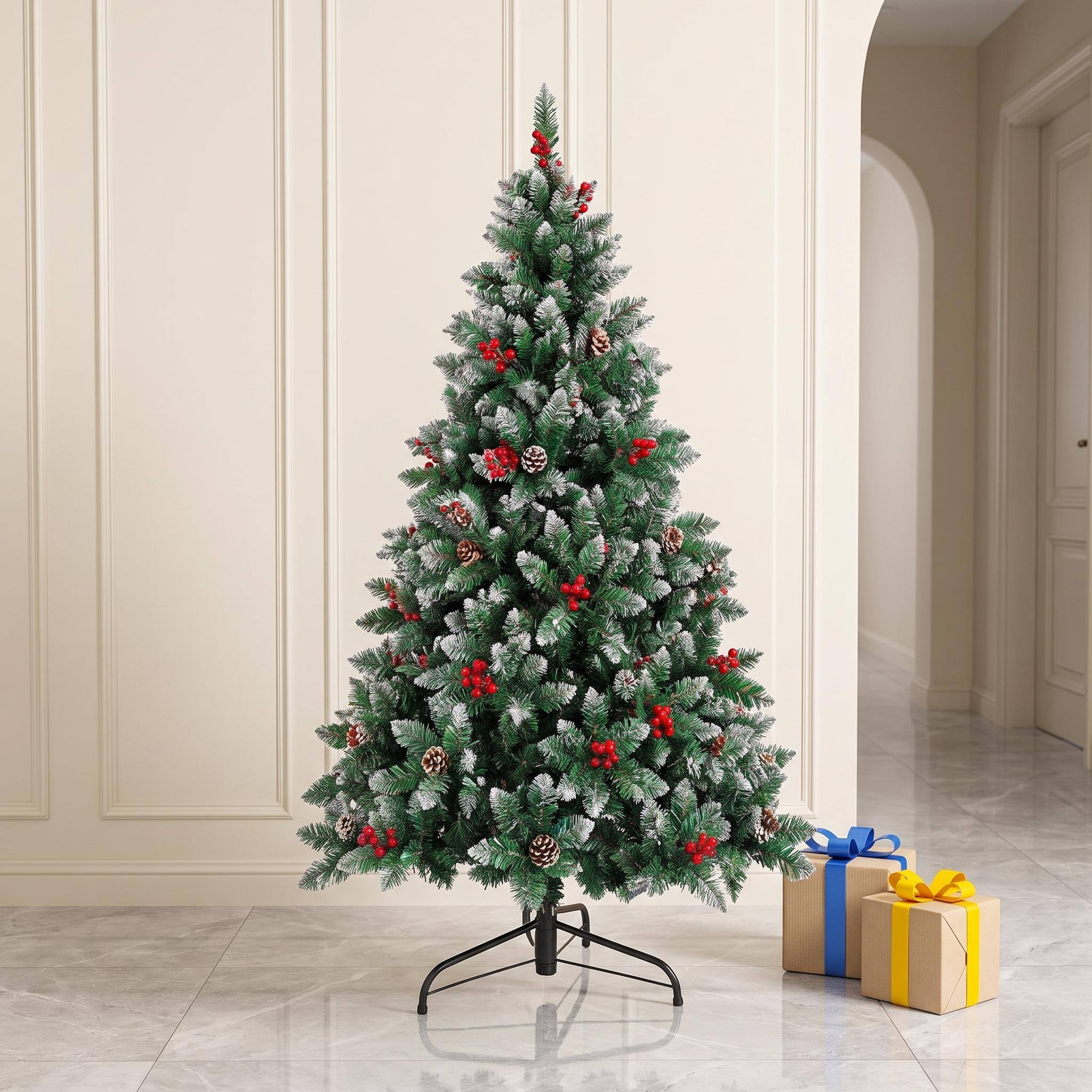 Alt View 6. Forest'nSky - 4 ft. Christmas Tree Artificial Full Xmas Trees with 60pcs LED,308 Branch Tips Metal Hinges - Army Green.