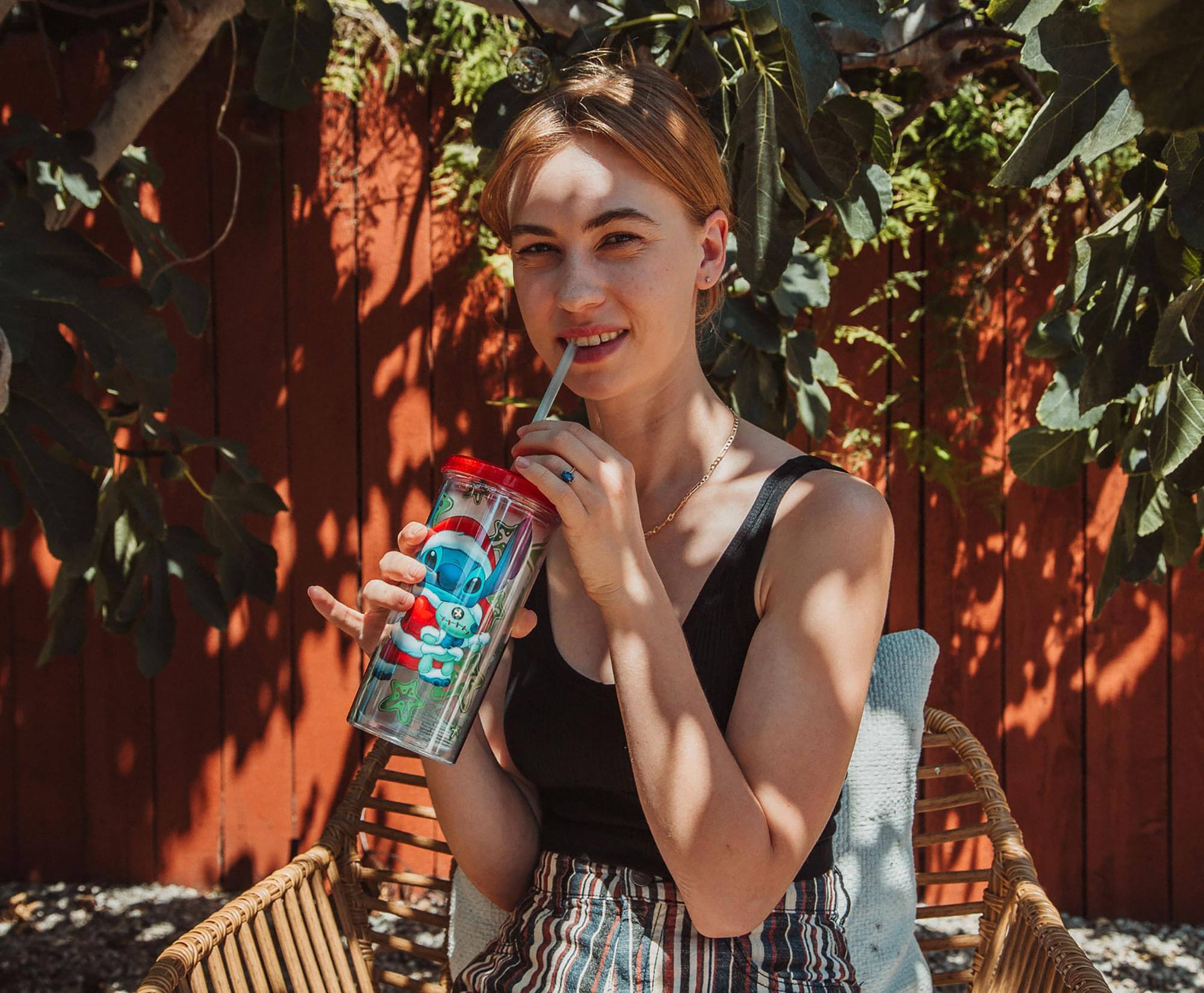 Alt View 5. Disney - Disney Lilo & Stitch Santa Outfit Carnival Cup With Lid And Straw | Holds 20 Ounces - Red.