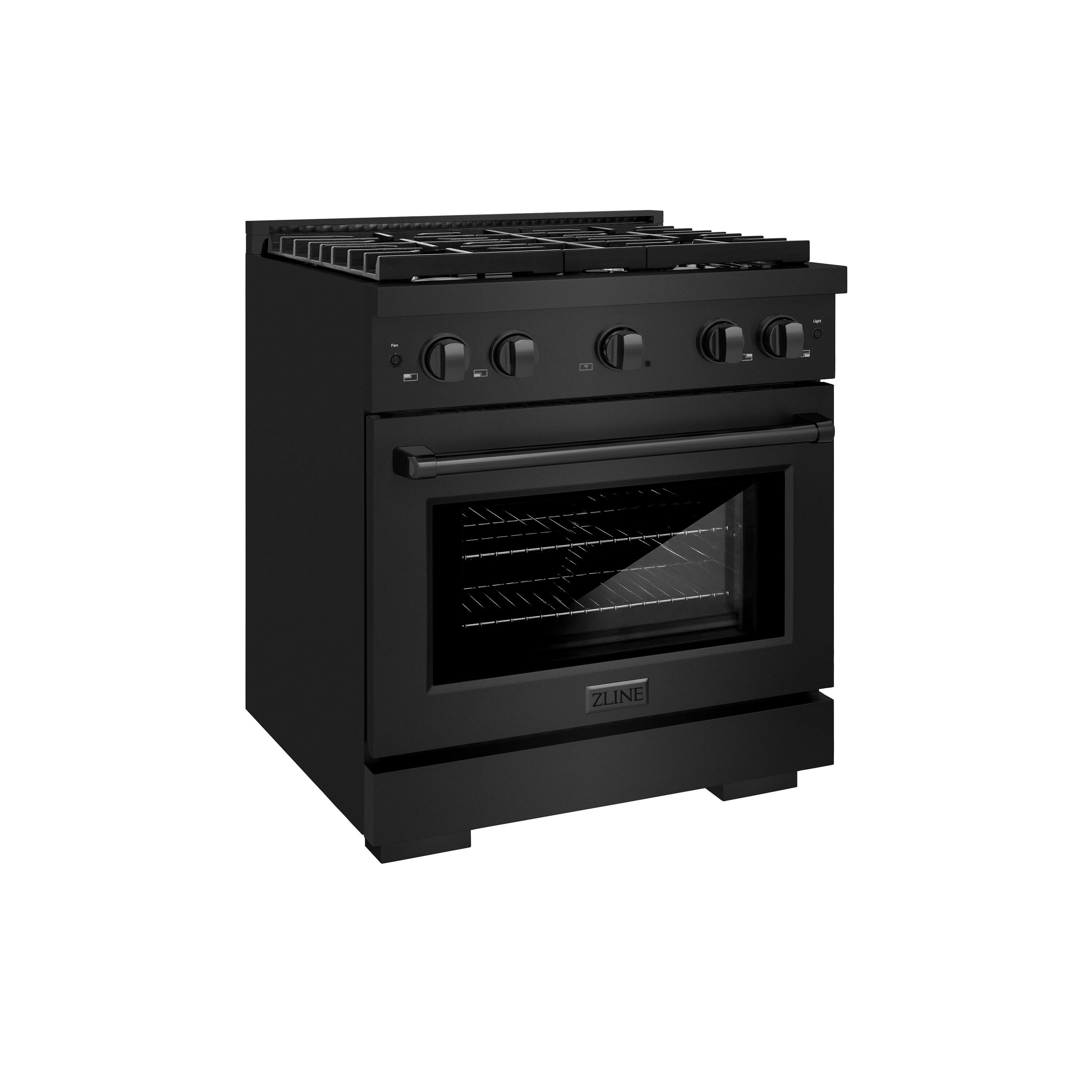 Left. ZLINE - ZLINE 30" Paramount Dual Fuel Black Stainless Steel Range with 4 Burners and Convection Oven (SDRB-30) - Black Stainless Steel.