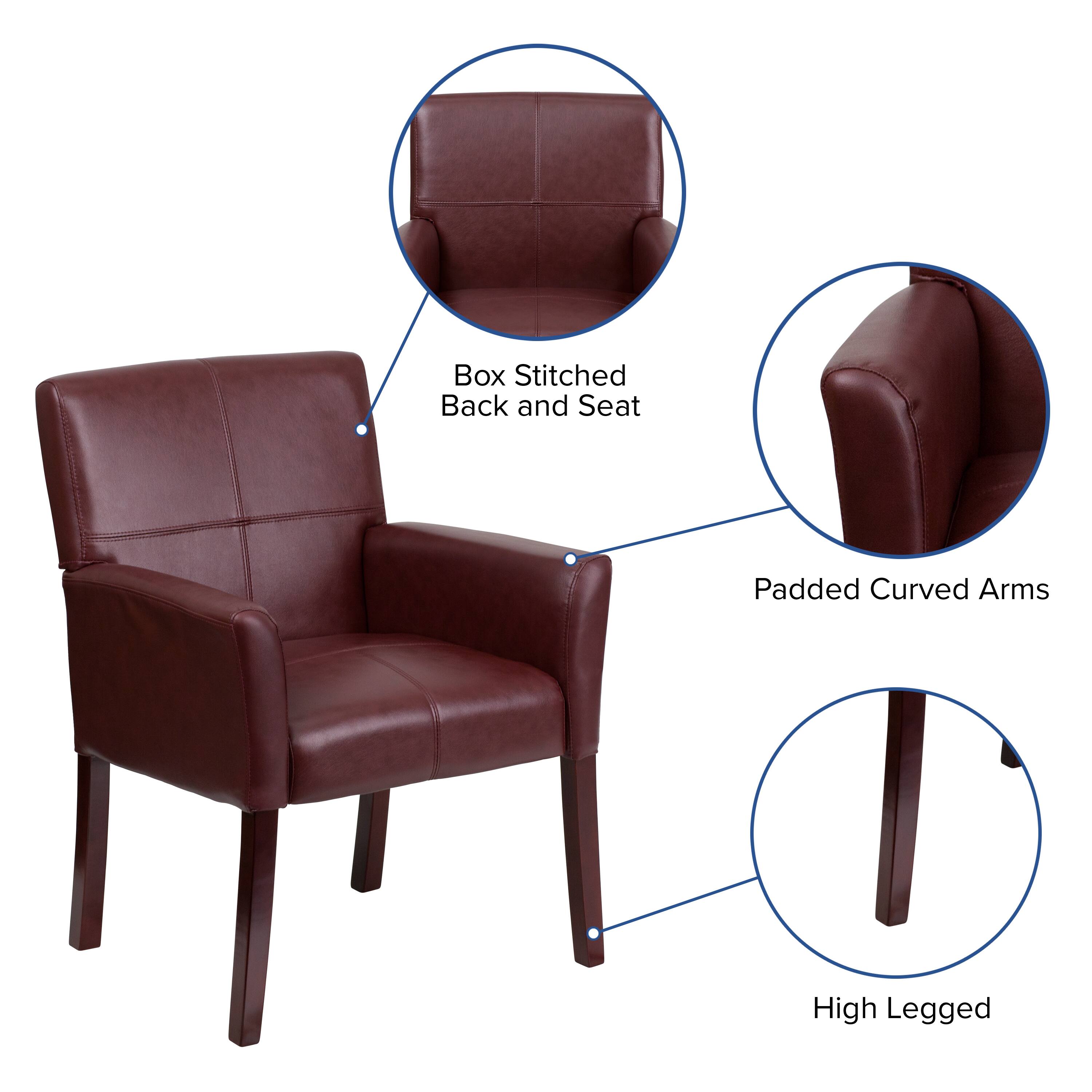 Box Stitched Back and Seat  
Padded Curved Arms  
High Legged