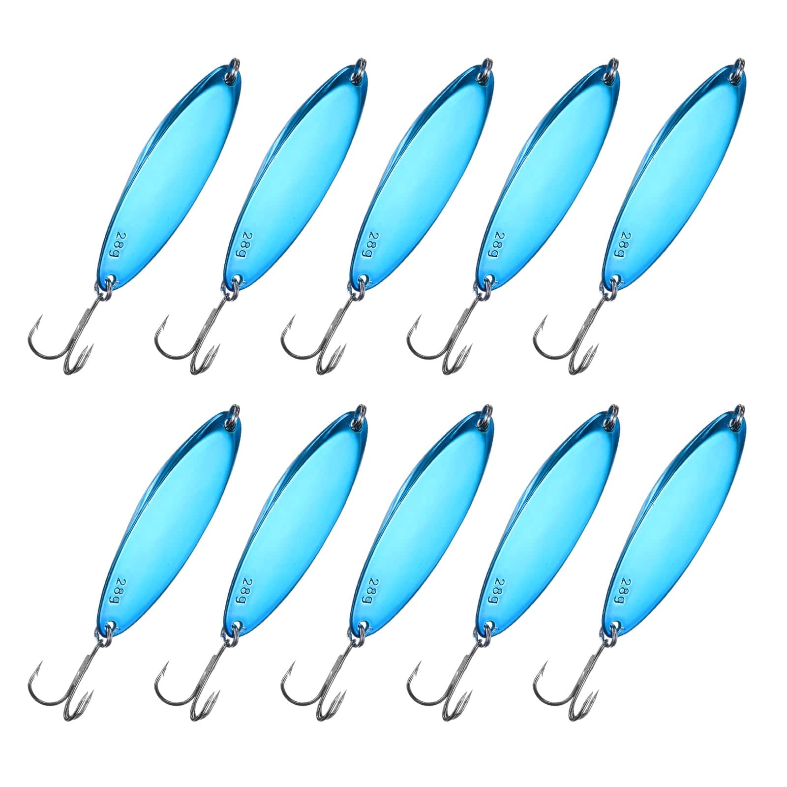 Unique Bargains - Fishing Spoons Lures, Metal Saltwater Treble Trout Lures Jigging Spoon Casting Spinner Baits 10pcs 1 oz - Blue price history on PriceWatchPro
