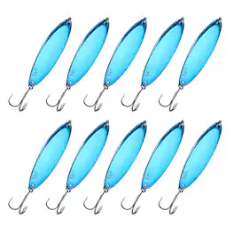 Unique Bargains - Fishing Spoons Lures, Metal Saltwater Treble Trout Lures Jigging Spoon Casting Spinner Baits 10pcs 1 oz - Blue