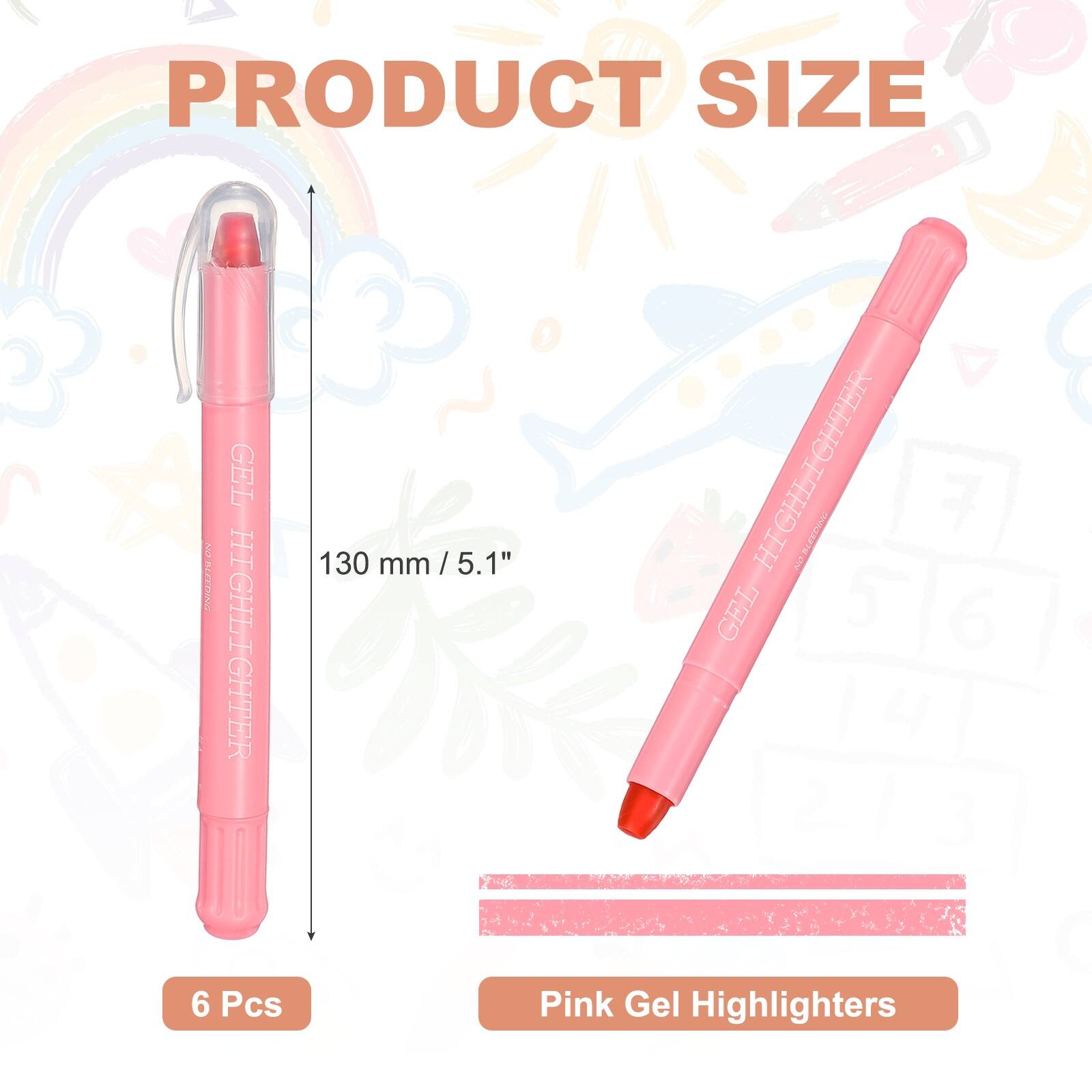 PRODUCT SIZE  
130 mm / 5.1"  
GEL HIGHLIGHTER  
6 Pcs  
Pink Gel Highlighters