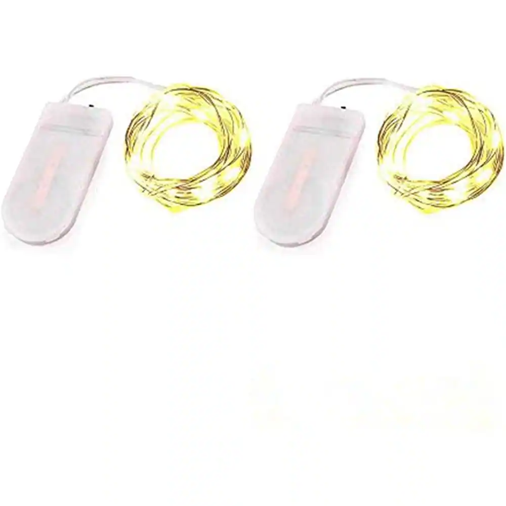 Front. PARKER SLATER - 2-Pack Fairy String Lights, 10ft Warm White, Battery Operated, Copper Wire.