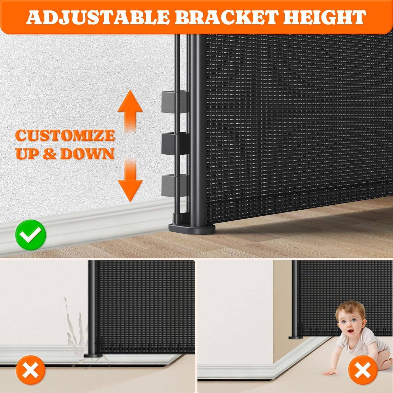 ADJUSTABLE BRACKET HEIGHT CUSTOMIZE UP & DOWN