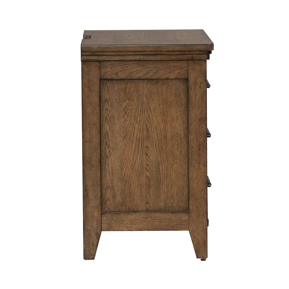 Back. Liberty Furniture Industries - Bedroom Nightstand with AC USB Charging Station Station - Amber Brown Wood - Amber Brown.