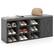 Front. Costway - Shoe Bench with Padded Cushion 9-cube Adjustable Storage Shoe Rack Grey - Grey.
