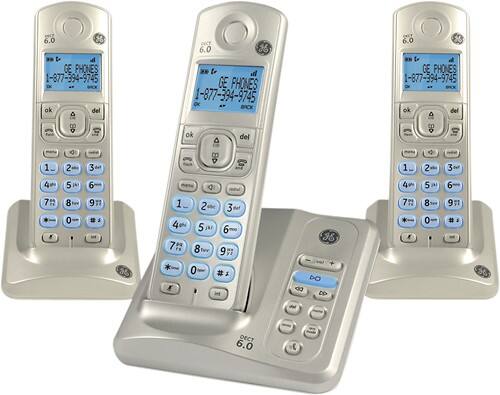 Front Standard. GE - DECT 6.0 Expandable Cordless Phone System with Digital Answering System - Pearl.