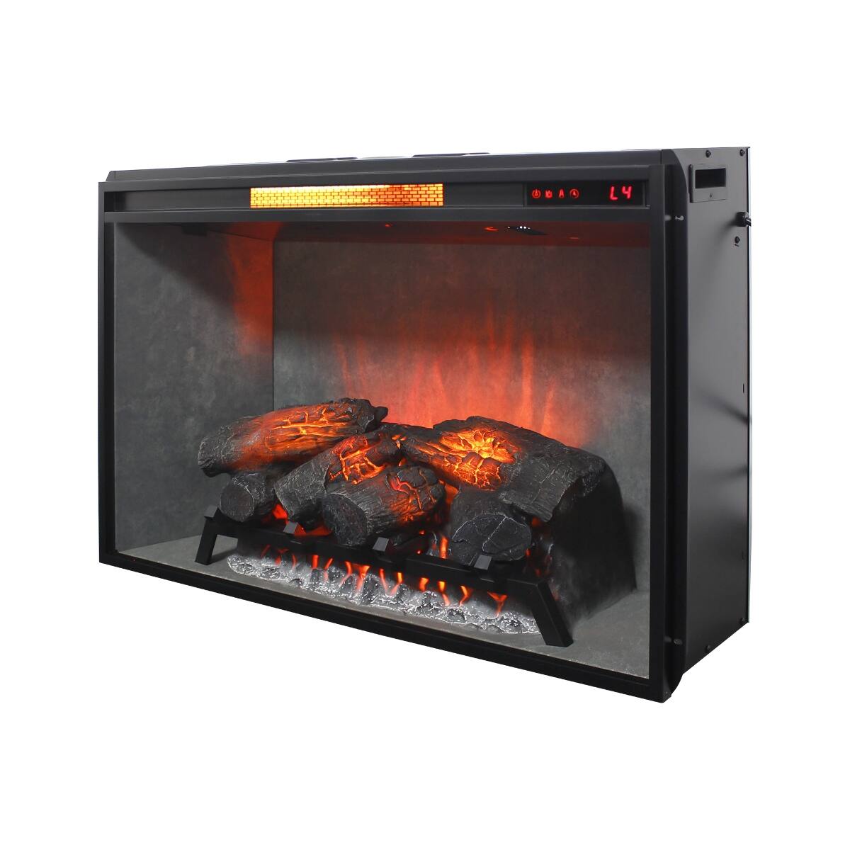 Alt View 2. Loheer - Loheer 33 inch electric fireplace insert, Infrared Heater with 4 Realistic Flames, Antique Black - Antique Black.