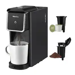 Mecity - Compact Coffee Maker for Ground Coffee & Loose Tea - Single Serve, 6-12 Oz Brew - Black
