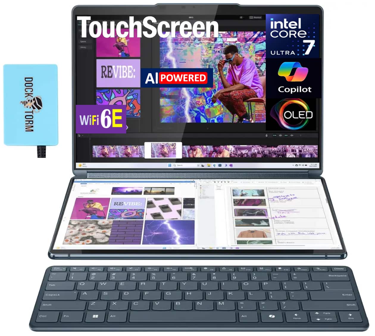 Lenovo - Yoga Book 9i 2-in-1 Laptop 13.3 2.8K (Intel Ultra 7 155U, 16GB LPDDR5X, Win 11 Pro) w/USB Hub - Tidal Teal