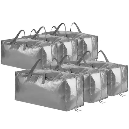 Front. Tooloton - 6 Pack Large Moving Bags with Straps, College Dorm Packing Supplies, Grey - Grey.