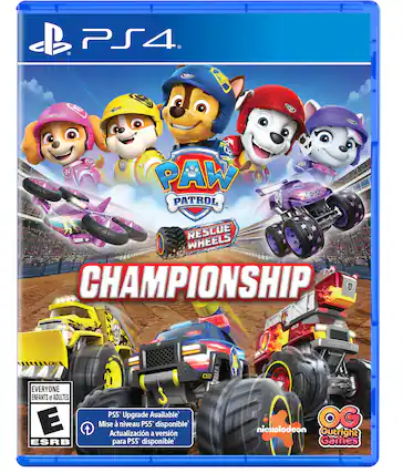 PS4. X CHL CP 1-26 Sat RESCUE WHEELS CHAMPIONSHIP O3 11111106 D6 02 EVERYONE ENFANTS et ADULTES E ESRB PS5 Upgrade Available Mise niveau PSS disponible' nickelodeon OG Outright Games - E (Everyone)
