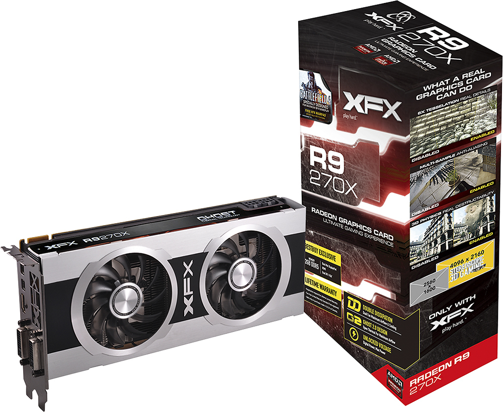 Best Buy Xfx Radeon R9 270x 2gb Ddr5 Pci Express 3 0 Graphics Card Black Silver R9 270x Cdfr