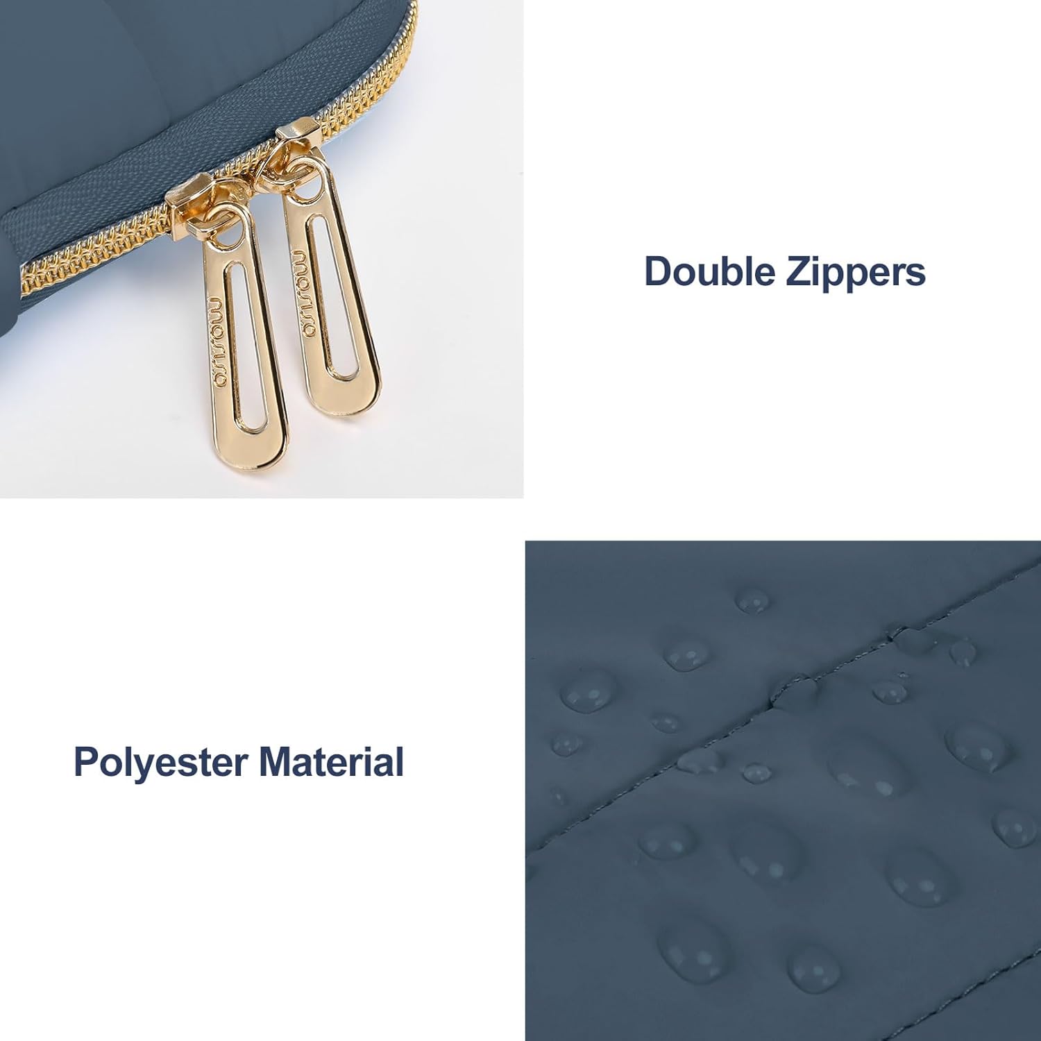 - Double Zippers
- Polyester Material