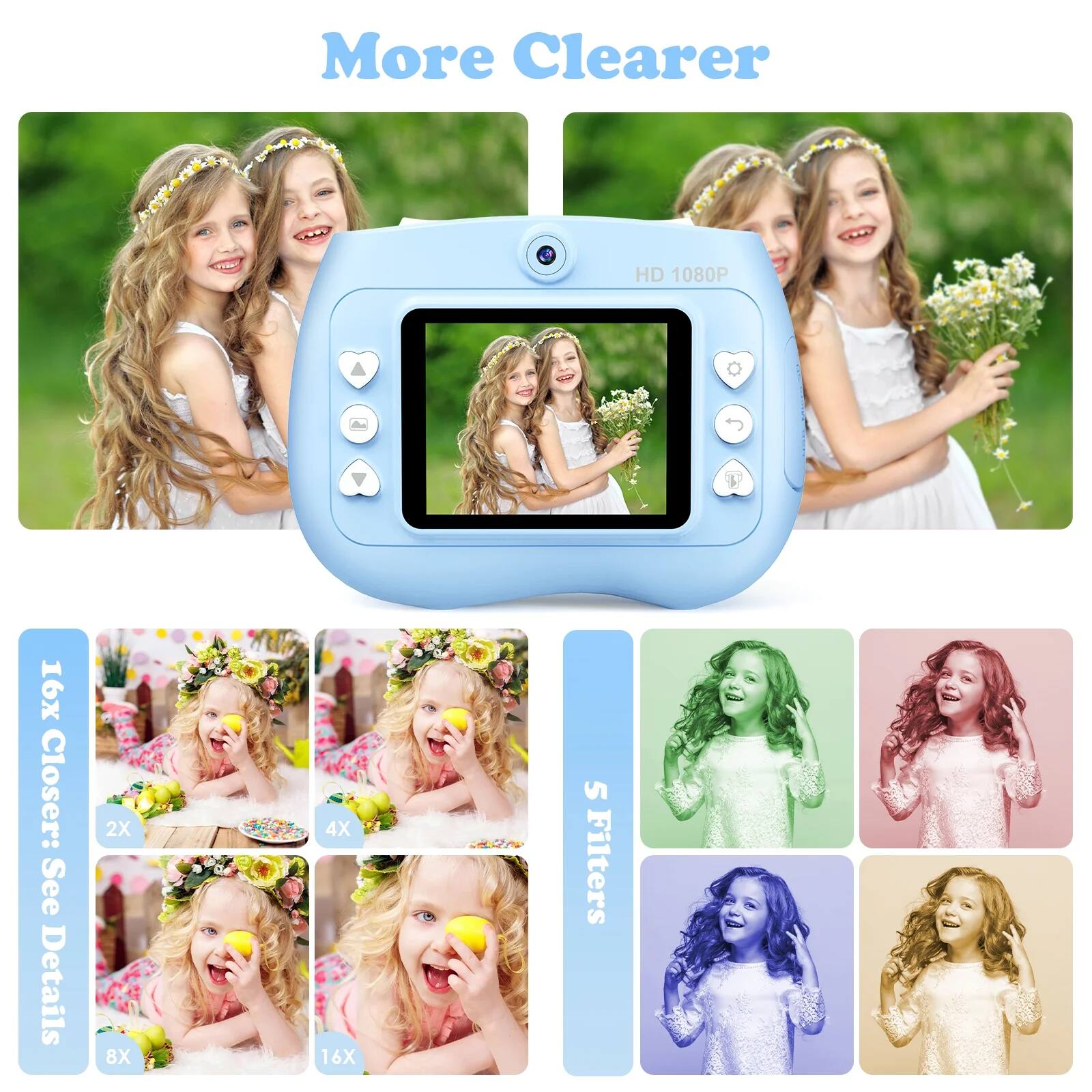 More Clearer

HD 1080P

16x Closer: See Details
2X 4X 8X 16X

5 Filters