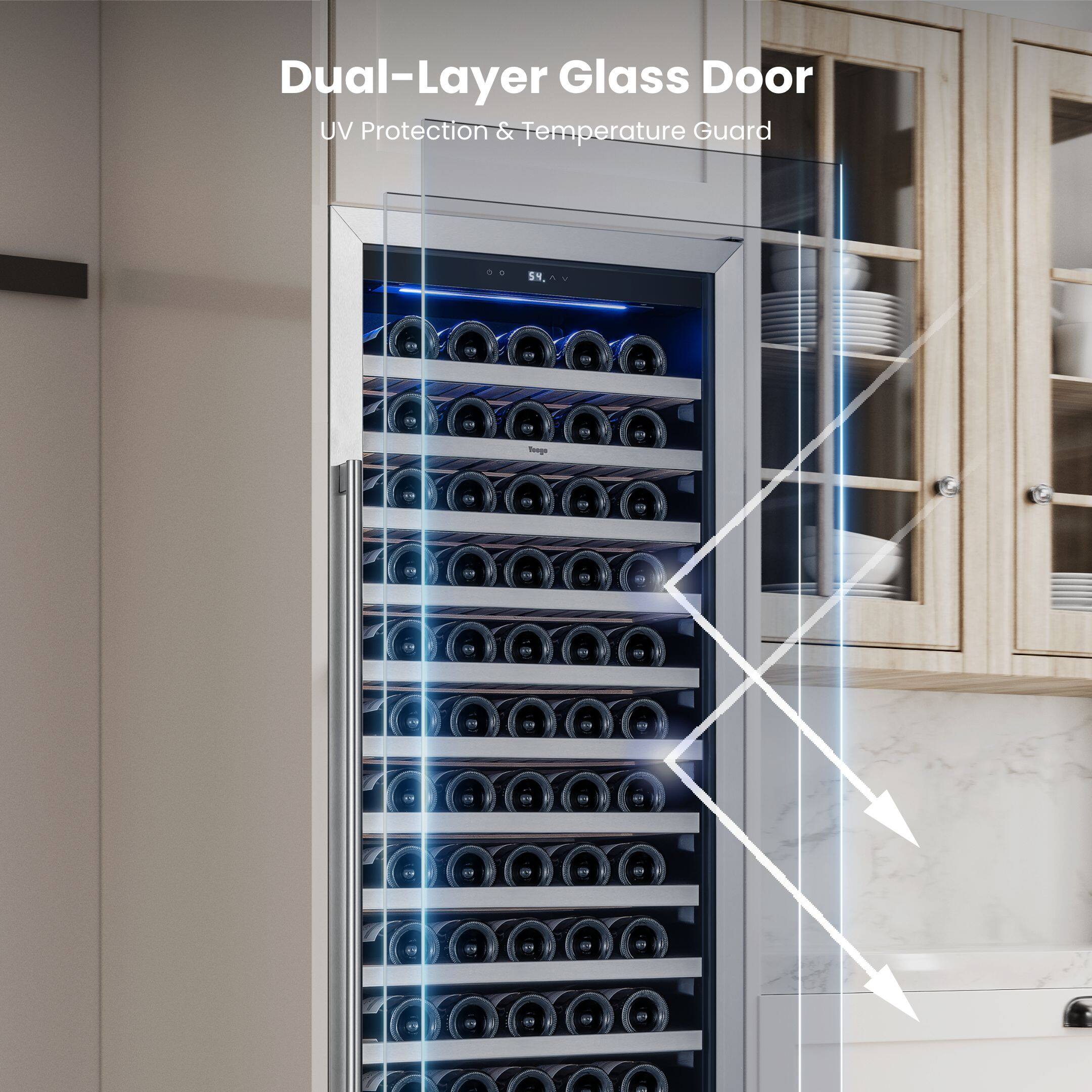 Dual-Layer Glass Door  
UV Protection & Temperature Guard