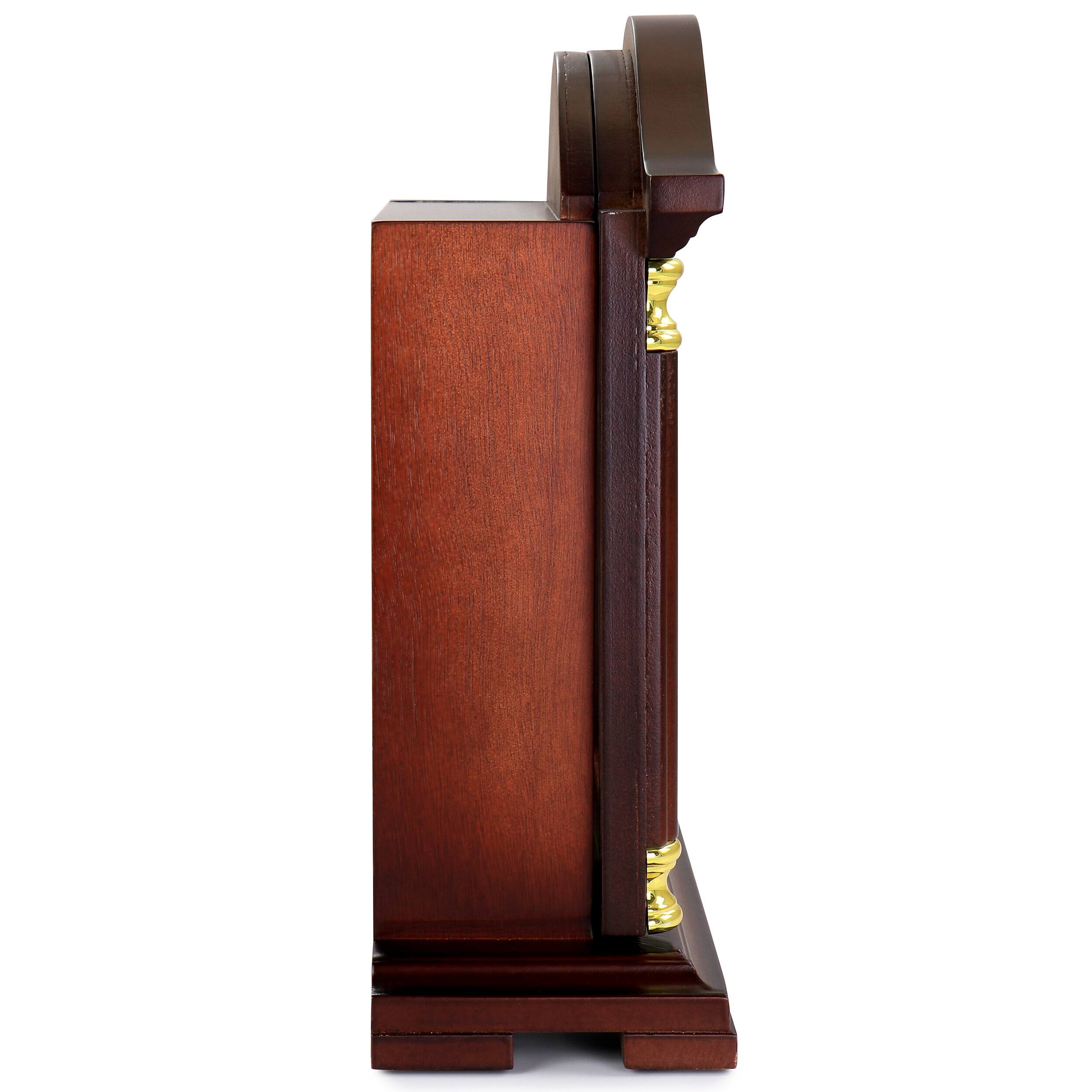 Alt View 2. Bedford Clock Collection - Bedford Clock Collection Redwood Mantel Clock with Chimes - Brown.