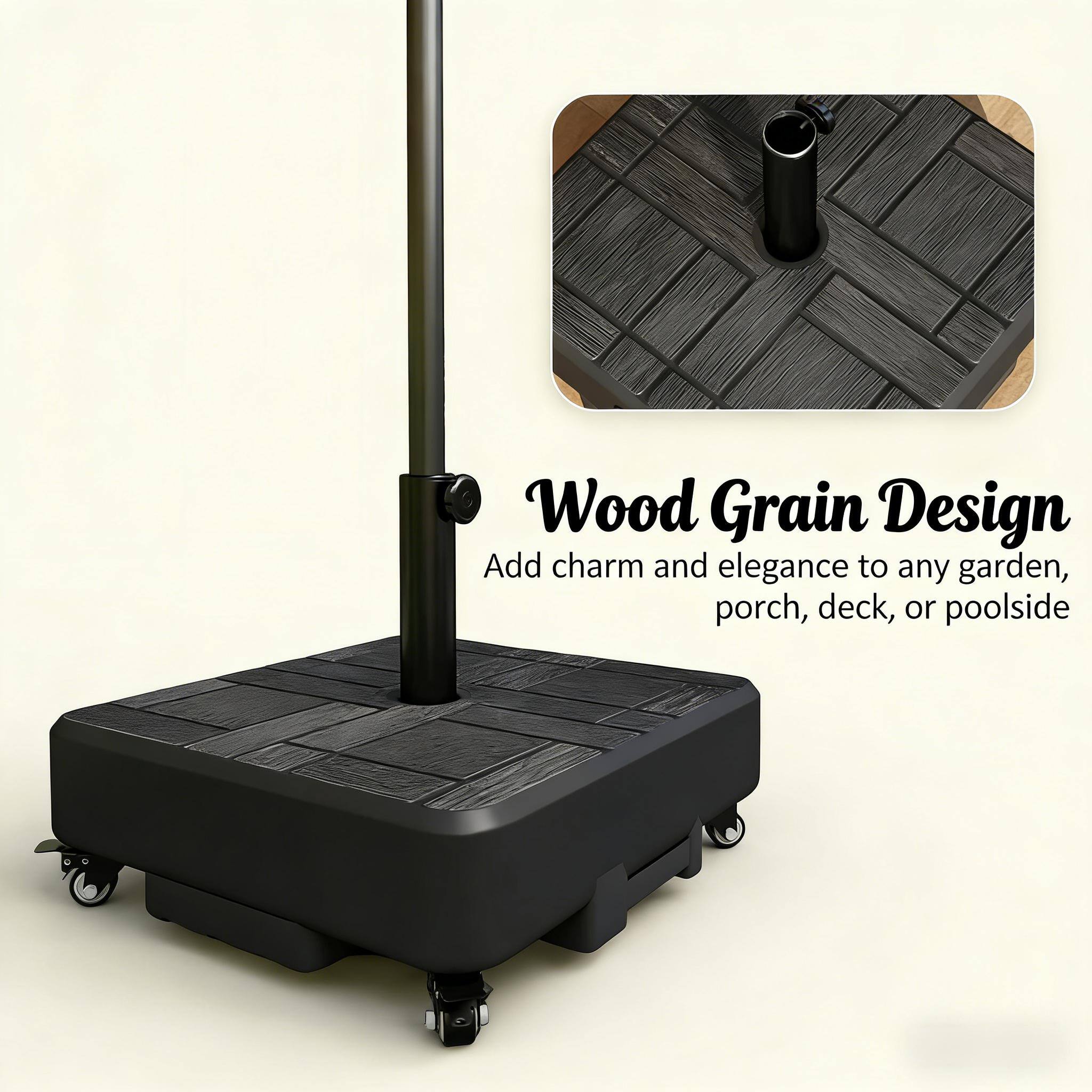 Wood Grain Design  
Add charm and elegance to any garden, porch, deck, or poolside
