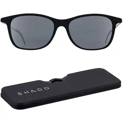 Front. ThinOptics - ThinOptics Menlo Park Polarized Sunglasses with Case - Shiny Black/Gray Flash Mirror - Shiny Black/Gray Flash Mirror.