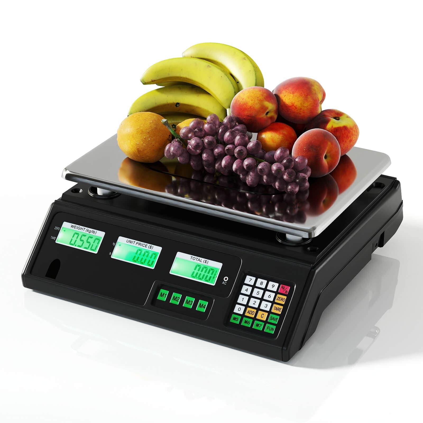 Costway - 88lb Price Computing Scale with Counting Function, Stainless Steel Platform - Black