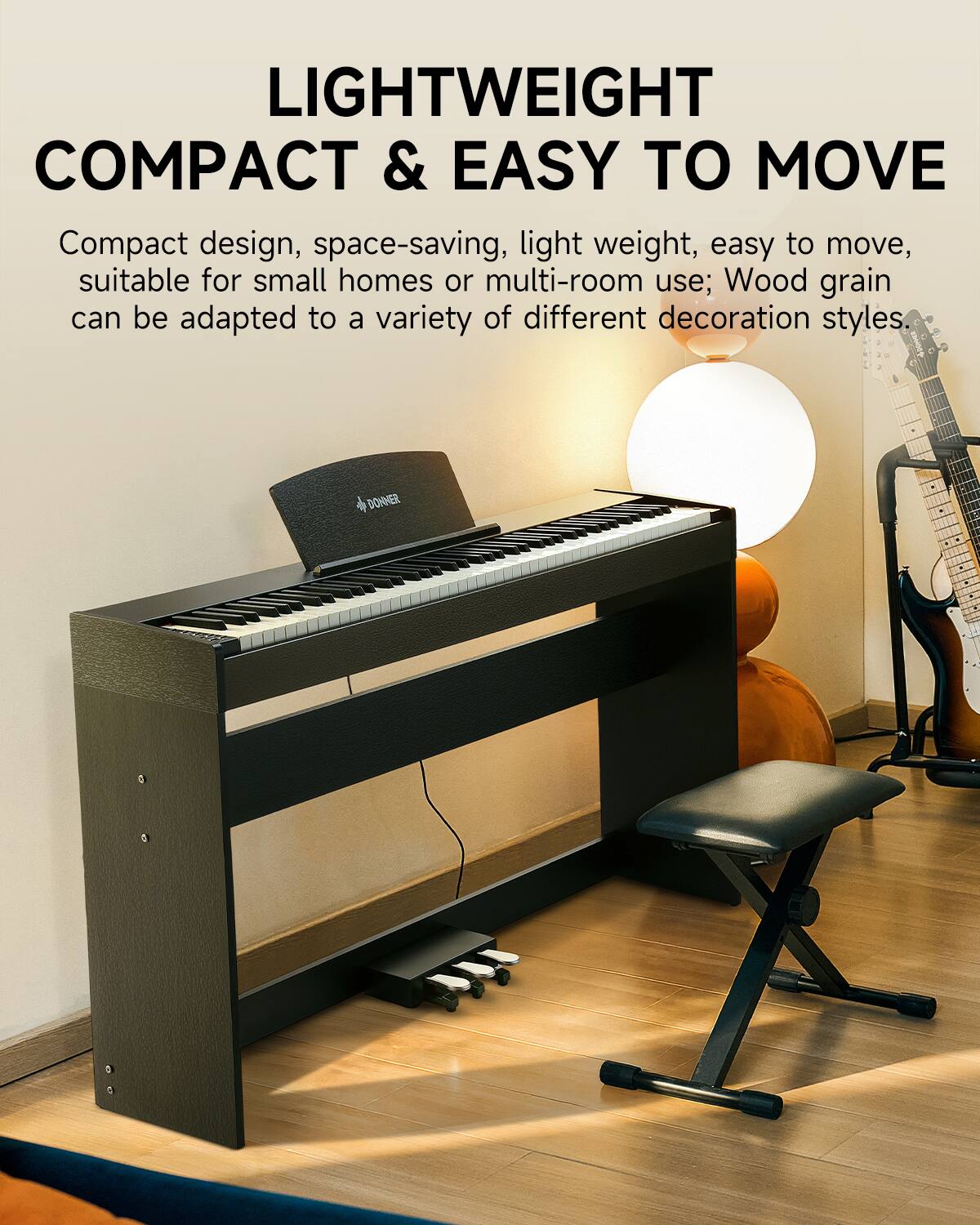LIGHTWEIGHT COMPACT & EASY TO MOVE

Compact design, space-saving, light weight, easy to move, suitable for small homes or multi-room use; Wood grain can be adapted to a variety of different decoration styles.