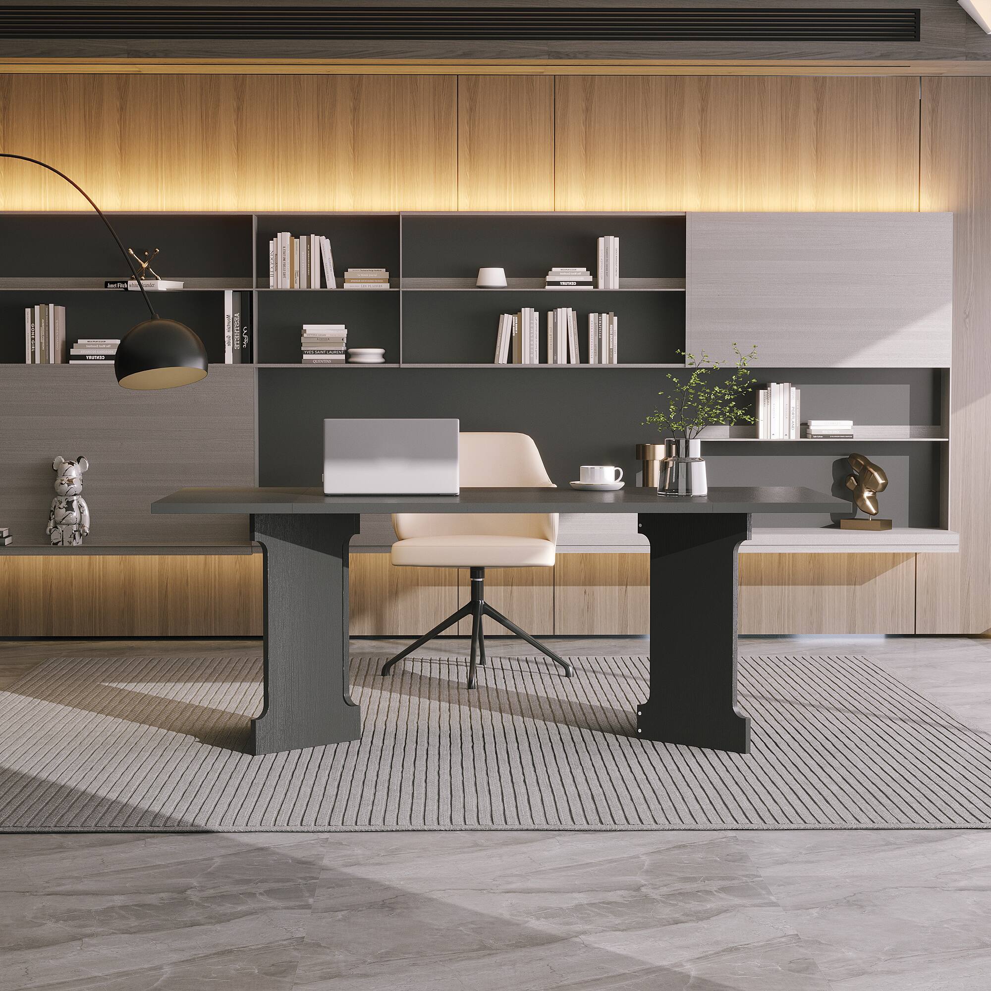 Alt View 6. Famapy - Famapy Office Desk: Sleek, Spacious & Modern Executive Workstation - Black.