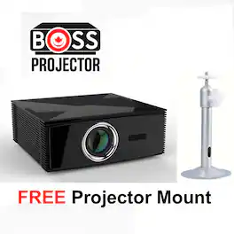 BOSS - S6A Big Screen Entertainment - 1920*1080, 5000 Lumens, Android 12 - w/ Free Screen & Mount - Black