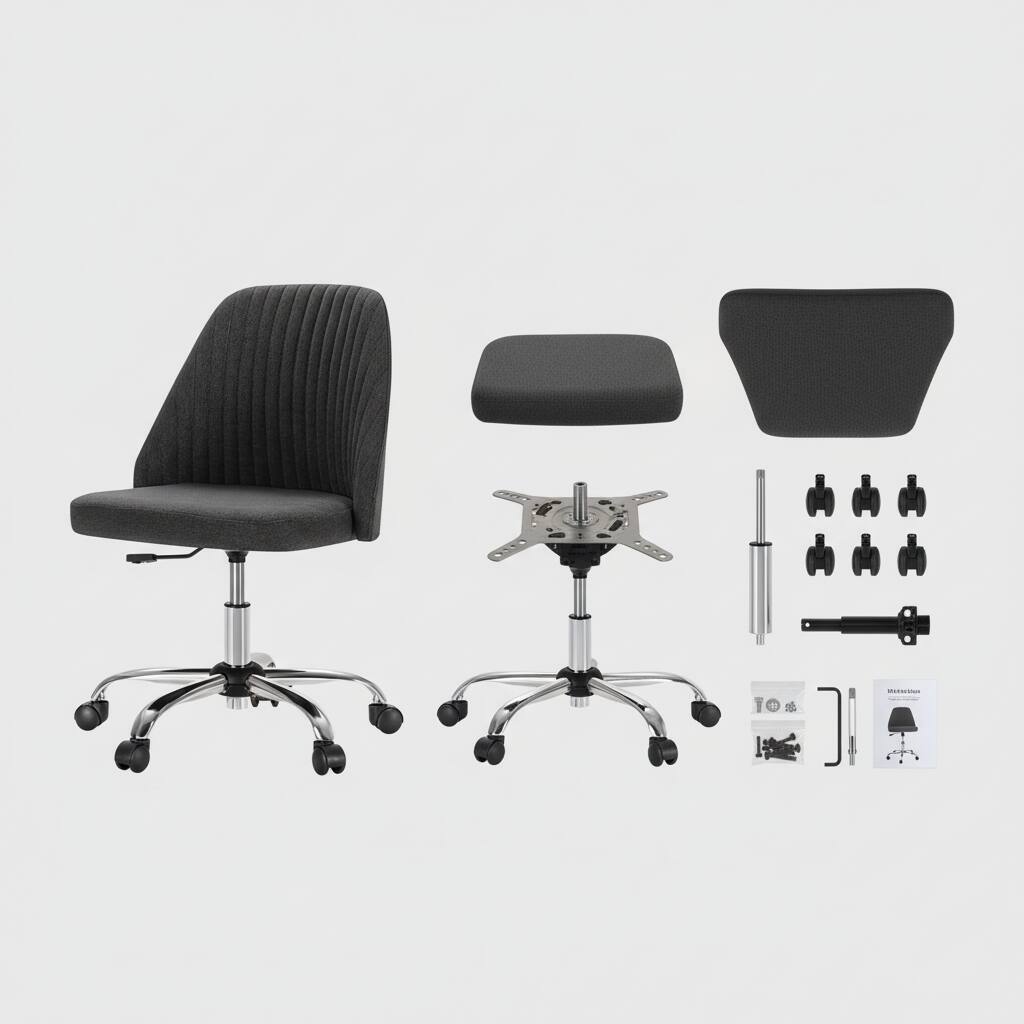 Alt View 1. AOITUN - Office chair charcoal gray - armless desk chair with wheels for home office - comfy wide seat computer task chair - Gray.