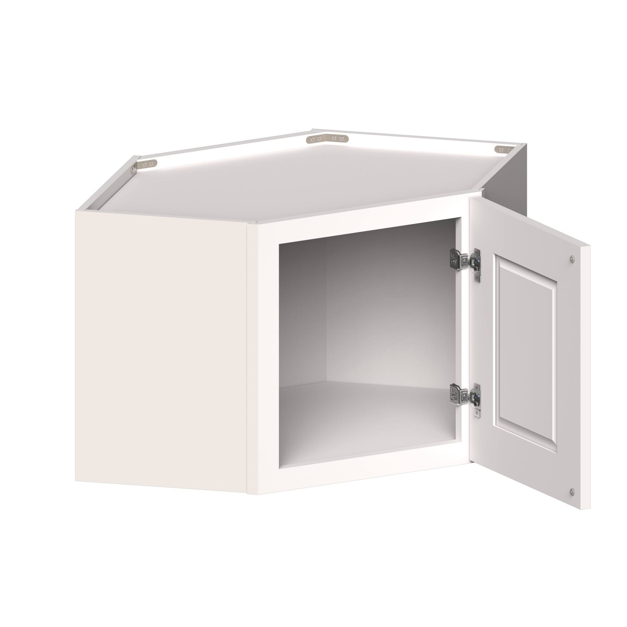 Angle. Boyel Living - 24-in W x 18-in H x 12-in D Shaker RTA Kitchen Diagonal Corner Wall Cabinet with Soft-Close - White Shaker.