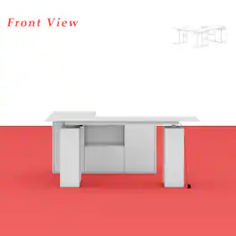 Famapy - L - Shaped Electric Standing Desk: Adjustable, Modular & Organized Home Office Desk - White