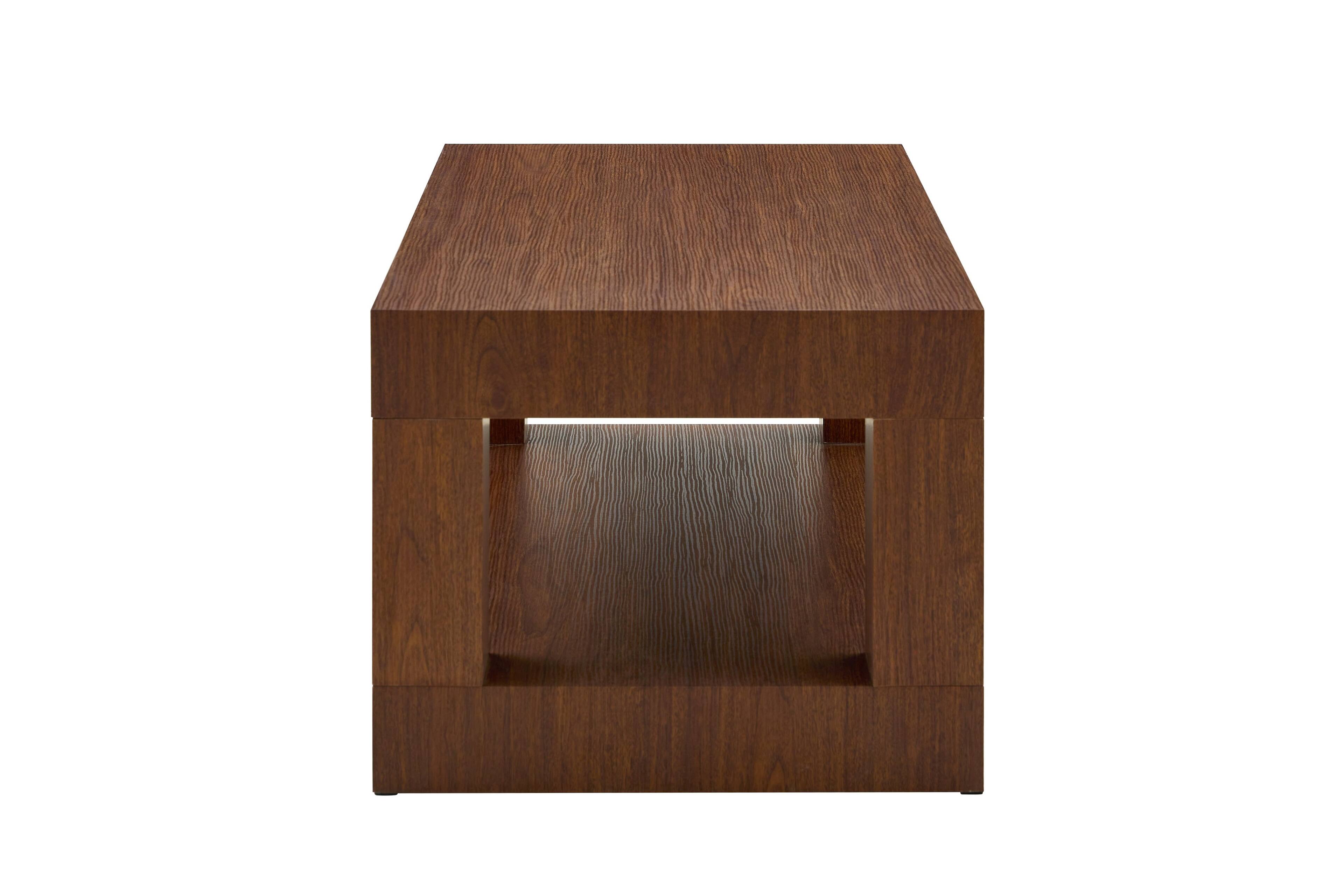 Alt View 4. Loheer - Loheer- Modern Two Tier Coffee Table with Open Storage 3.29x1.8x1.5 ft Rectangular Center Table for Living Room - Walnut.
