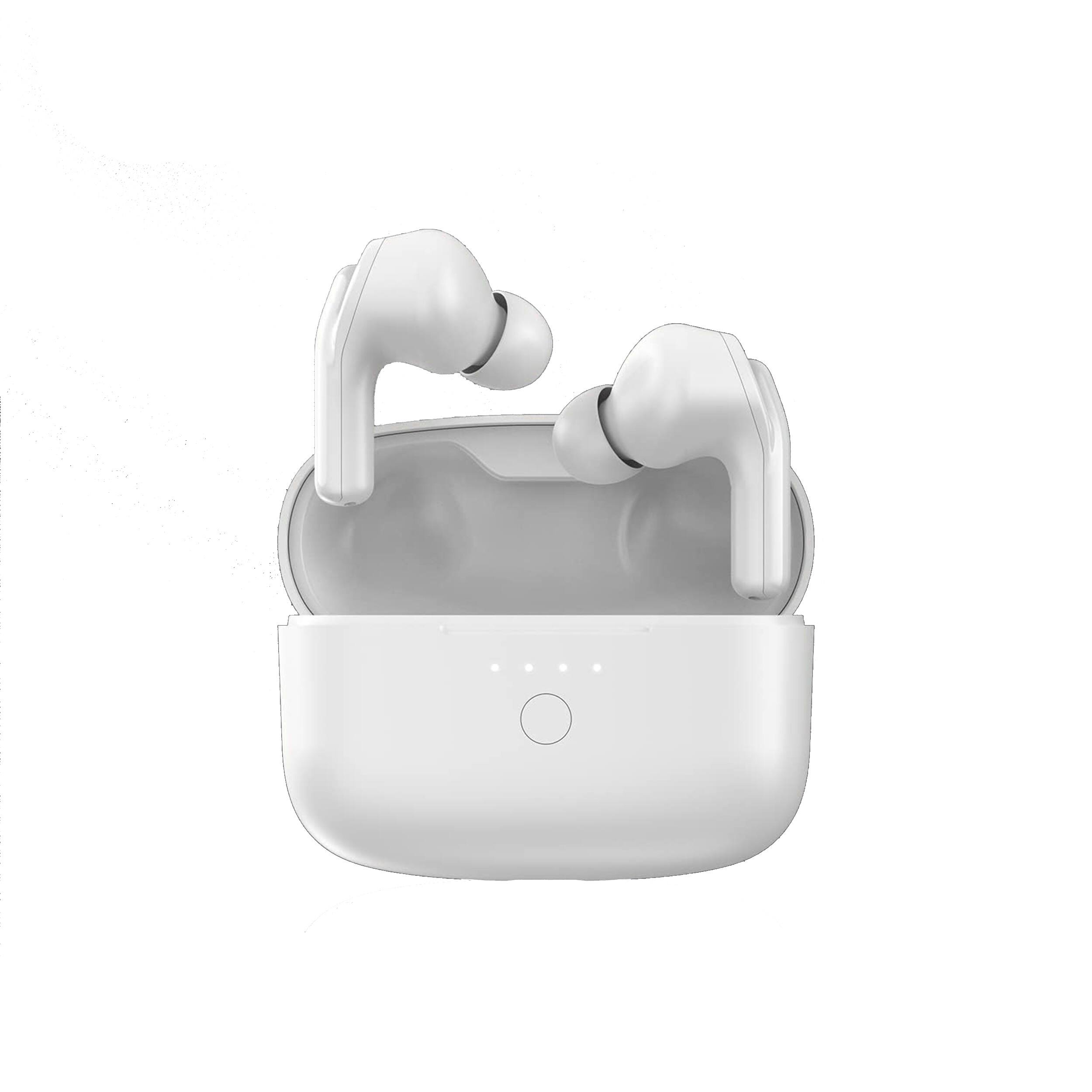 Angle. TRIBIT - Tribit Wireless Earbuds, Noise Reduction, Bluetooth Earbuds in White - White.