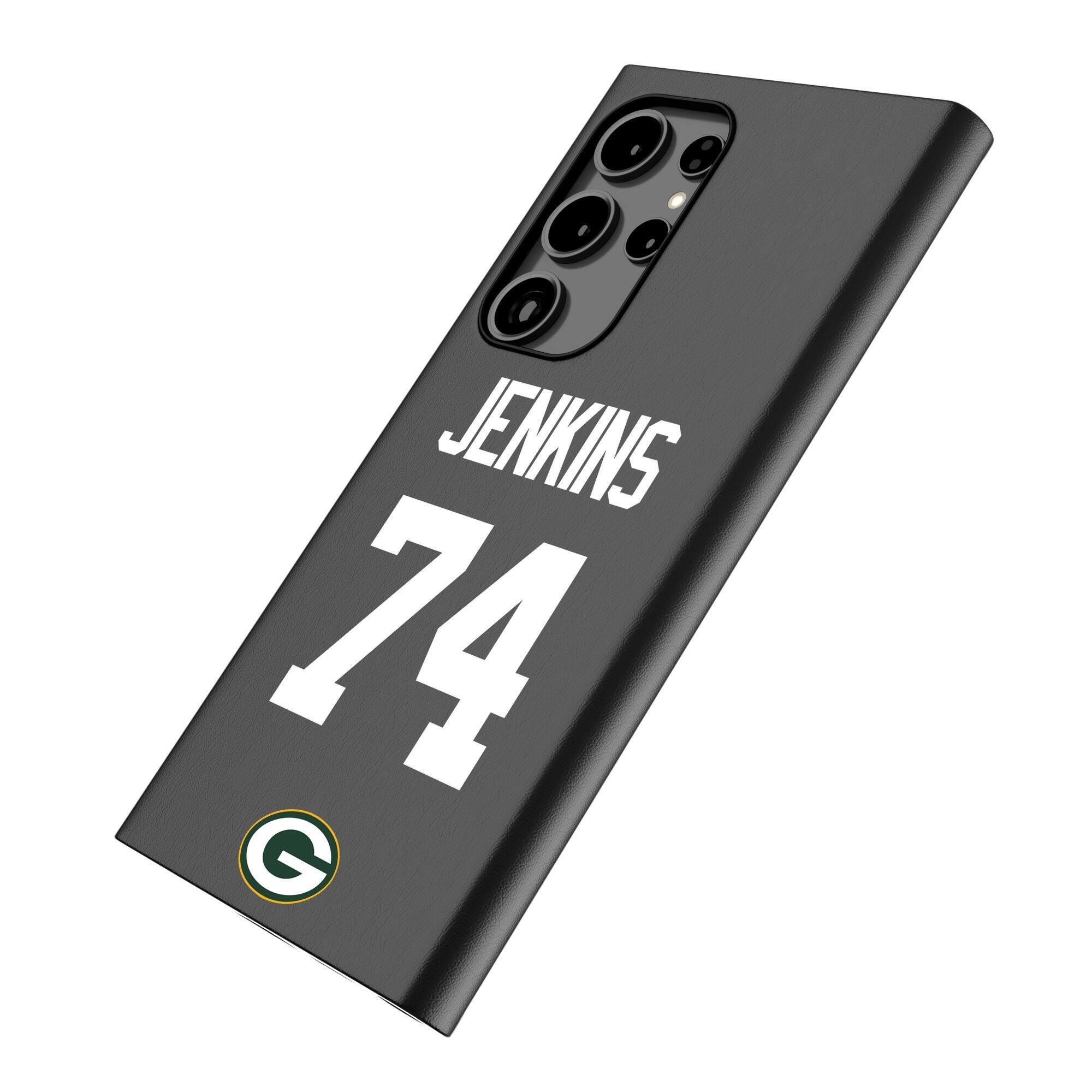 Alt View 1. Keyscaper - Elgton Jenkins Black Green Bay Packers Galaxy Magnetic Bump Case - S24 - Black.