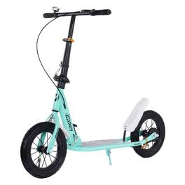 Topteng - 12" Air Tire Foldable Commuter Kick Scooter for Adults & Teens-Shock-Absorbing, 220lbs Capacity,Dual Hand Brakes - Green