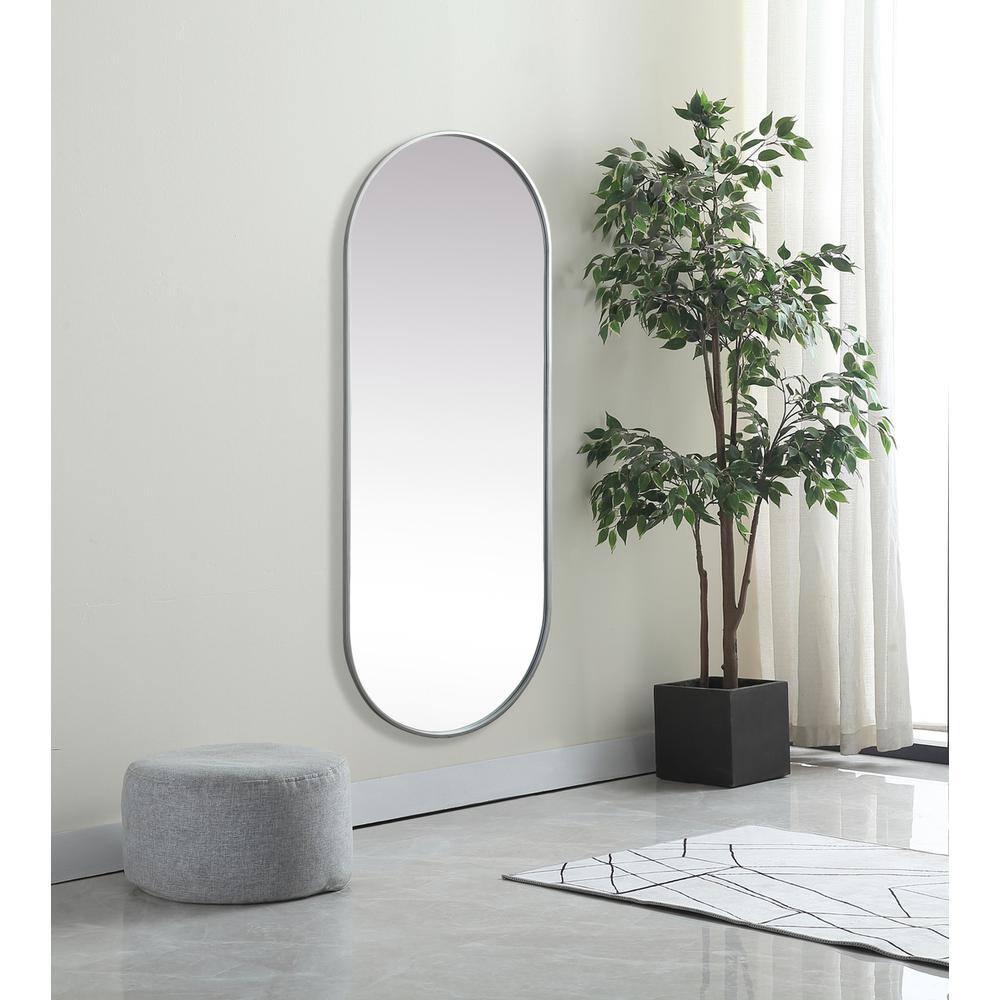 Alt View 6. Elegant Decor - Metal Frame Oval Mirror 24x60 Inch in Silver - Silver.