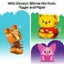 With Disney's Winnie the Pooh, Tigger and Piglet.