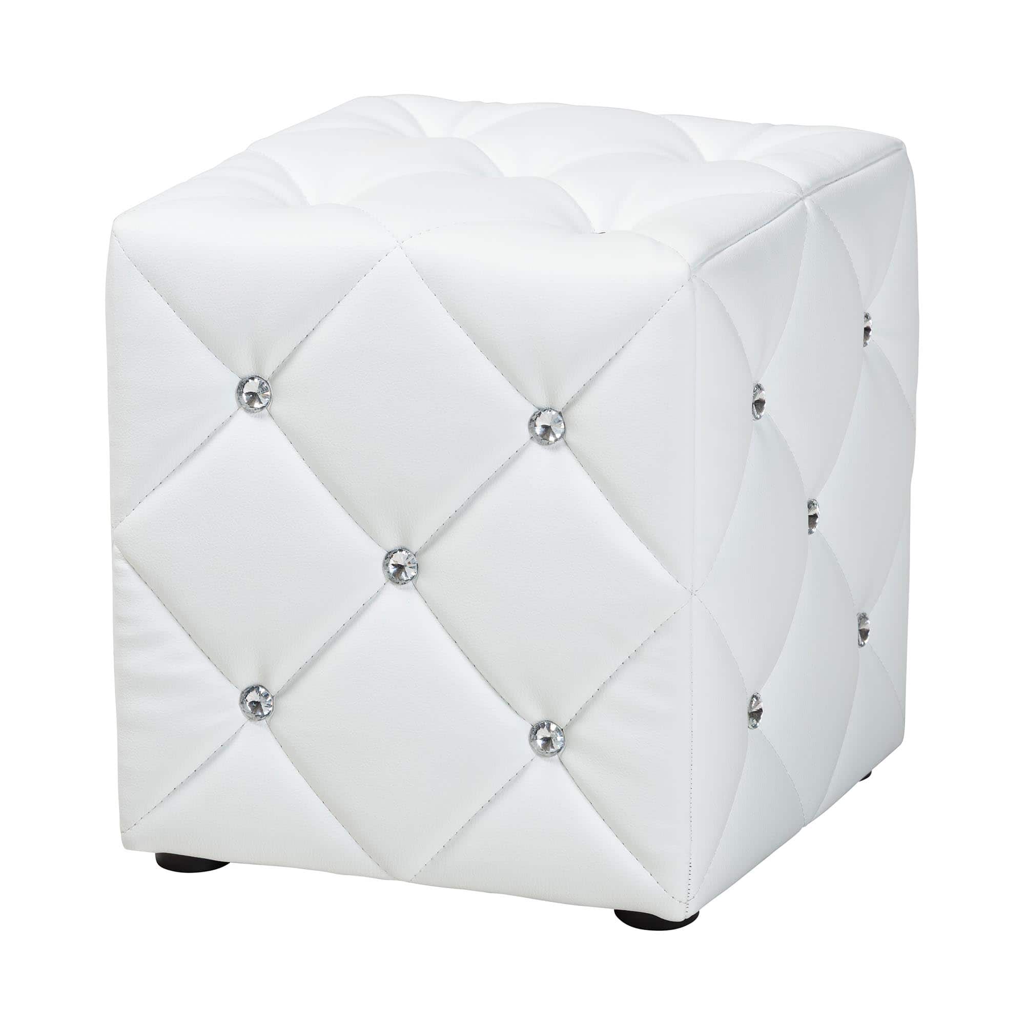 Baxton Studio - Stacey Modern and Contemporary Faux Leather Upholstered Ottoman - White