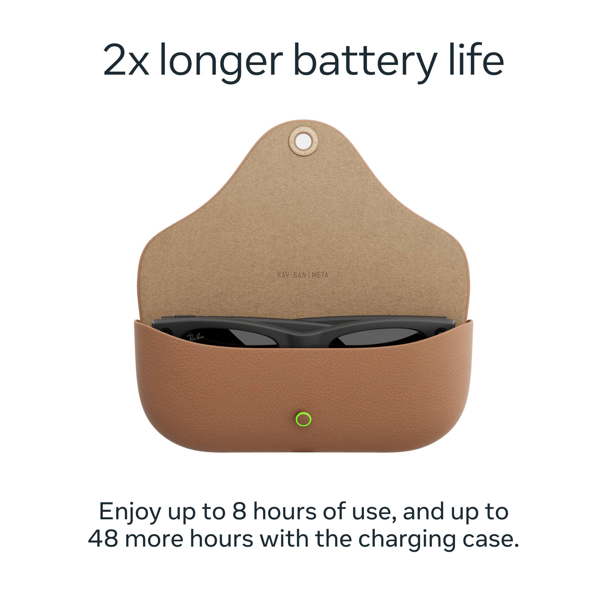 2x longer battery life

Enjoy up to 8 hours of use, and up to 48 more hours with the charging case.