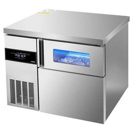 VEVOR - Commercial Ice Maker Machine, 220 lbs/24H Stainless Steel Ice Machine with Worktop,66 lbs Ice Storage Bin & Touch Screen - Silver