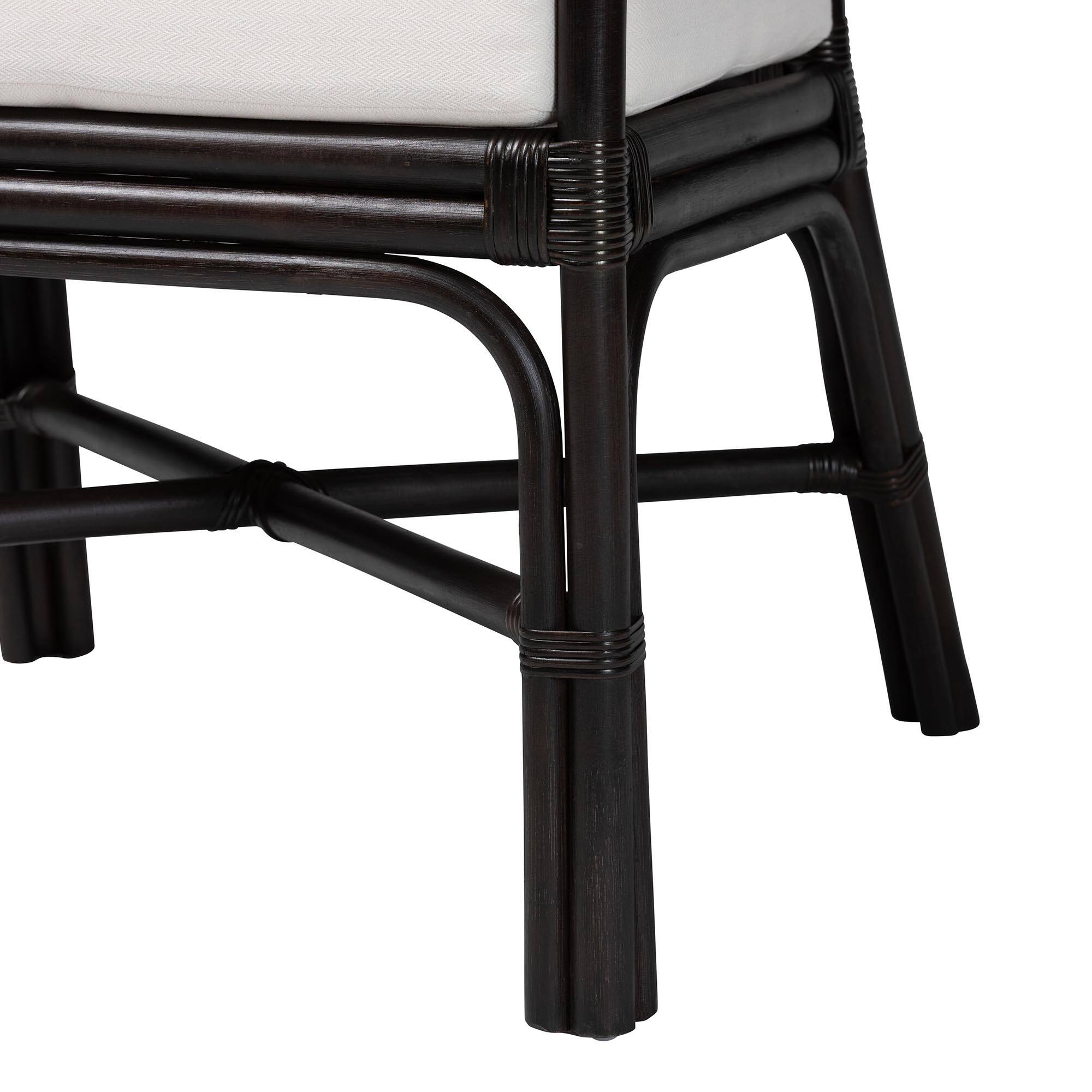 Alt View 2. bali & pari - Oscar Natural Rattan Dining Chair - Handwoven Wicker Accent Chair with Chevron Back and Armrests - Espresso.