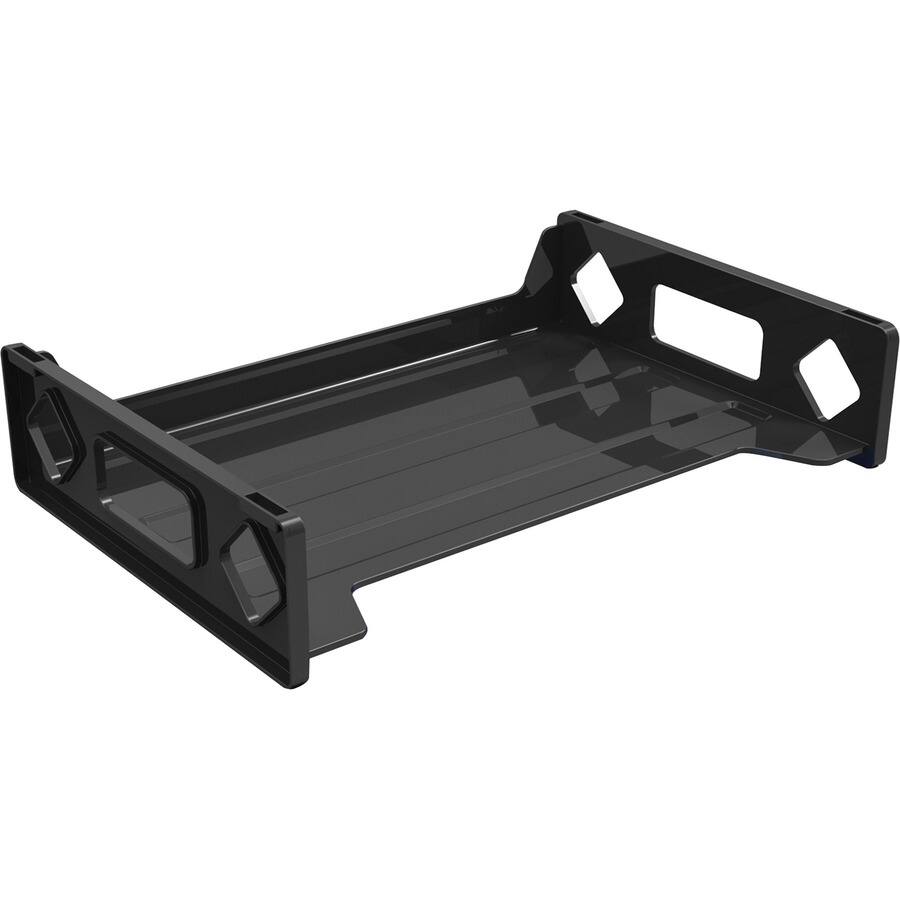 Left. Deflecto - Deflecto Sustainable Office Stackable Desk Tray 2.75" Height x 13" Width x 9" Depth - Black.