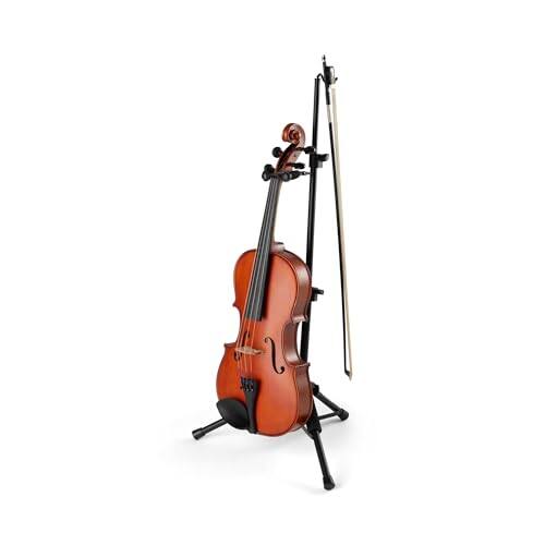 On Stage Stands - OnStage Viola/Violin Stand with Bow Holder Foldable Orchestral Strings Accessories-Head Protection Lock&Bow - Black